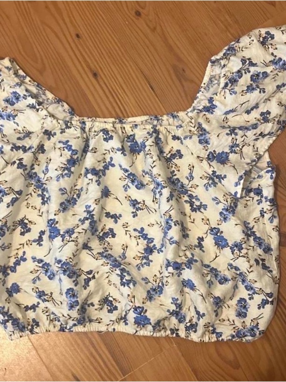 a new day Blue Floral Off-Shoulder Crop Top